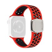 Dubbele kleur siliconen vervangende horlogebanden voor serie 6 & SE & 5 & 4 40 mm / 3 & 2 & 1 38 mm (rood zwart)