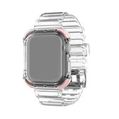 Geïntegreerde kristalheldere vervangende horlogeband met kleurcontrast voor Apple Watch Series 6 & SE & 5 & 4 44 mm / 3 & 2 & 1 42 mm (roze)