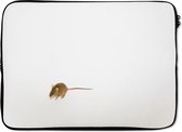 Laptophoes 14 inch - Muis - Dieren - Wit - Laptop sleeve - Binnenmaat 34x23,5 cm - Zwarte achterkant