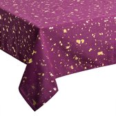 DELUXE tafelkleed katoen - Terrazzo Paars met goud - 140 x 240cm - Kersttafelkleed