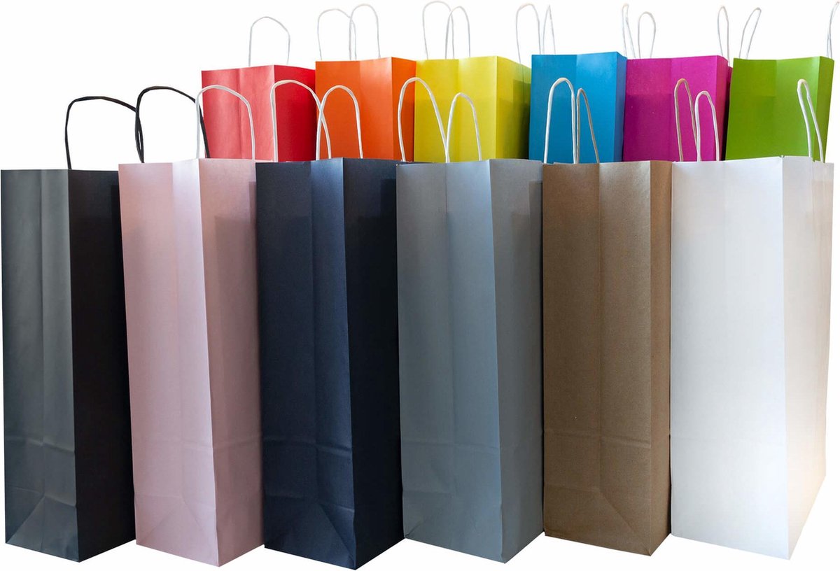 Papieren tasjes 50 stuks - Zwart - A3 32x12x41 - Cadeautasjes - Papieren tasjes met handvat