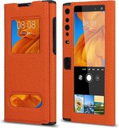 Voor Huawei Mate Xs Lychee Textuur Smart View Window Horizontale Flip Lederen Case met Houder & Slaap/Wake-up Functie (Oranje)