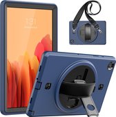 Case2go - Hoes voor Samsung Galaxy Tab A7 10.4 (2020) - Hand Strap Armor - Rugged Case met schouderband - Donkerblauw