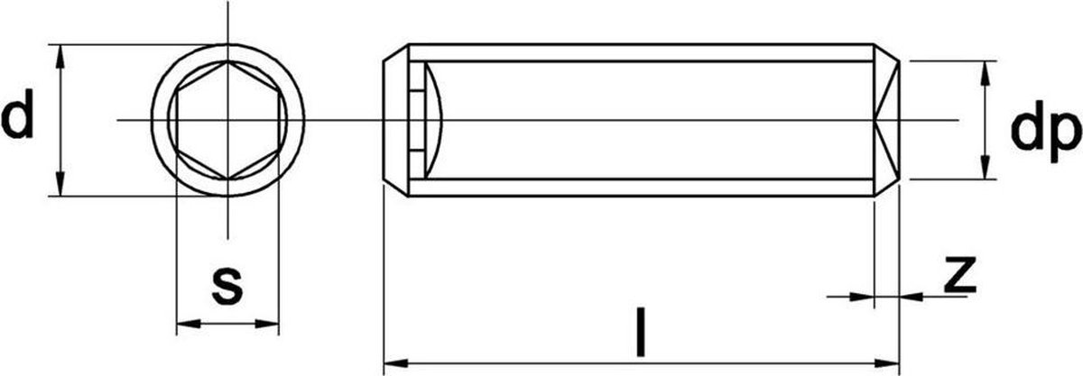 Stelschroef Din916 45H M5X16Mm Zwart - 200 stuks