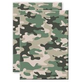 Set van 2x stuks camouflage/legerprint luxe schrift ruitjes 10 mm groen A4 formaat - Notitieboek - wiskunde/reken schrift