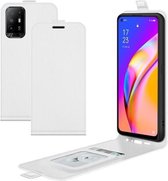 Voor OPPO A94 5G/F19 Pro+ 5G/Reno5 Z R64 Textuur Enkele Verticale Flip Lederen Beschermhoes met Kaartsleuven & Fotolijst (Wit)