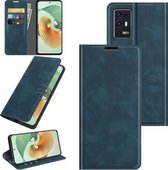 Voor ZTE Axon 30 Pro 5G Retro-skin Business Magnetische Suction Leather Case met Houder & Kaartsleuven & Portemonnee (Donkerblauw)