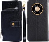 Voor Huawei Mate 40 Pro Rits Tas PU + TPU Horizontale Flip Lederen Case met Houder & Kaartsleuf & Portemonnee & Lanyard (Zwart)