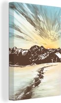 Canvas schilderij 120x180 cm - Wanddecoratie Berg - Strand - Zee - Muurdecoratie woonkamer - Slaapkamer decoratie - Kamer accessoires - Schilderijen