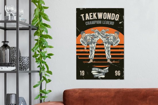 Tableau sur toile Vintage - Karaté - Costume - 60x90 cm - Décoration murale - Cadeau Vaderdag - Cadeau pour lui - Astuce - Homme