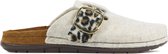 Rohde Vrouwen Canvas Leopard Harde zool  Pantoffels / open Sloffen - 6190 - Beige - Maat 42