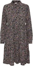 Jacqueline de Yong Jurk Jdypiper L/s Aop  Shirt Dress Wvn Noos 15221987 Black/vibrant Sma Dames Maat - 34