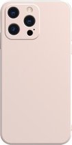 Effen kleur kubus rechte rand vloeibare siliconen voering flanellen hoes voor iPhone 13 (roze)