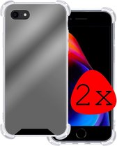 Hoes voor iPhone SE 2020 Hoesje Spiegel - Hoes voor iPhone SE 2020 Hoes Shock Case Back Cover - Hoes voor iPhone SE 2020 Spiegel Hoesje Shock Proof Spiegel Hoes Zwart - 2 Stuks