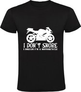 I dream i am a motorcycle Heren t-shirt | snurken | motor | slaap | snore | Zwart