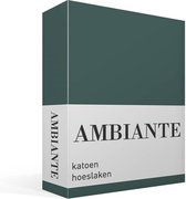 Ambiante Cotton Uni - Hoeslaken - Eenpersoons - 90x200 cm - Dark Green