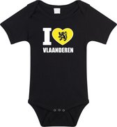I love Vlaanderen baby rompertje zwart jongens en meisjes - Kraamcadeau - Babykleding - Vlaanderen provincie romper 56 (1-2 maanden)