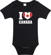 I love Canada baby rompertje zwart jongens en meisjes - Kraamcadeau - Babykleding - Canada landen romper 92 (18-24 maanden)