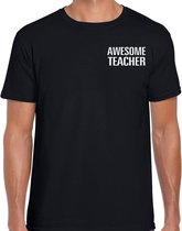 Awesome Teacher / geweldige leraar cadeau t-shirt zwart op borst - heren -  kado shirt  / verjaardag cadeau / bedankje L