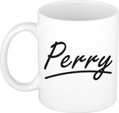 Perry naam cadeau mok / beker met sierlijke letters - Cadeau collega/ vaderdag/ verjaardag of persoonlijke voornaam mok werknemers