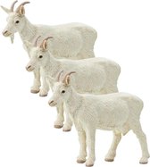 Set van 3x stuks plastic speelgoed figuur witte geiten 8 cm - Dieren speelgoed geiten