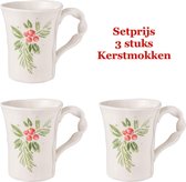 Set 3 stuks Kerst Mok 13*9*11 cm / 300 ml Wit | 6CE0845 | Clayre & Eef