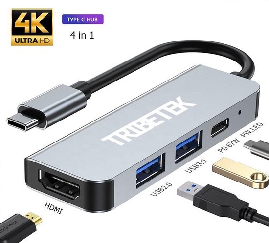 Adaptateur Hub USB-C TribeTek 4-en-1 pour Apple Macbook Pro / Air / iMac /  Mac Mini /... | bol.com