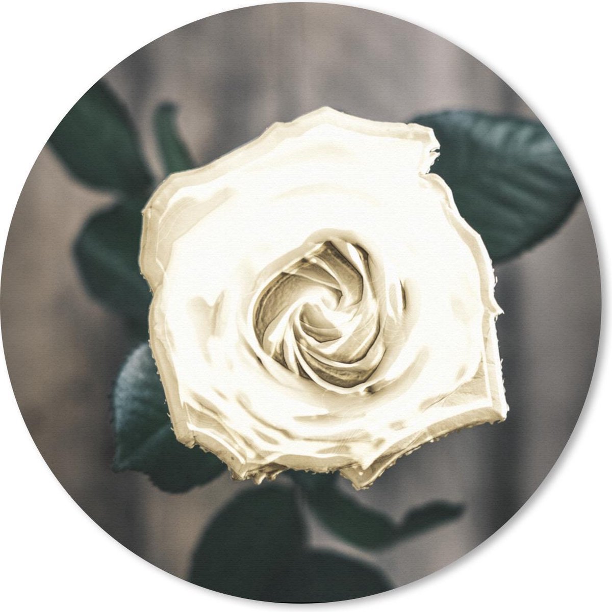 Muismat rond 40x40 cm - Mousepad Roos - Bloemen - Bladeren - Ronde muismatten
