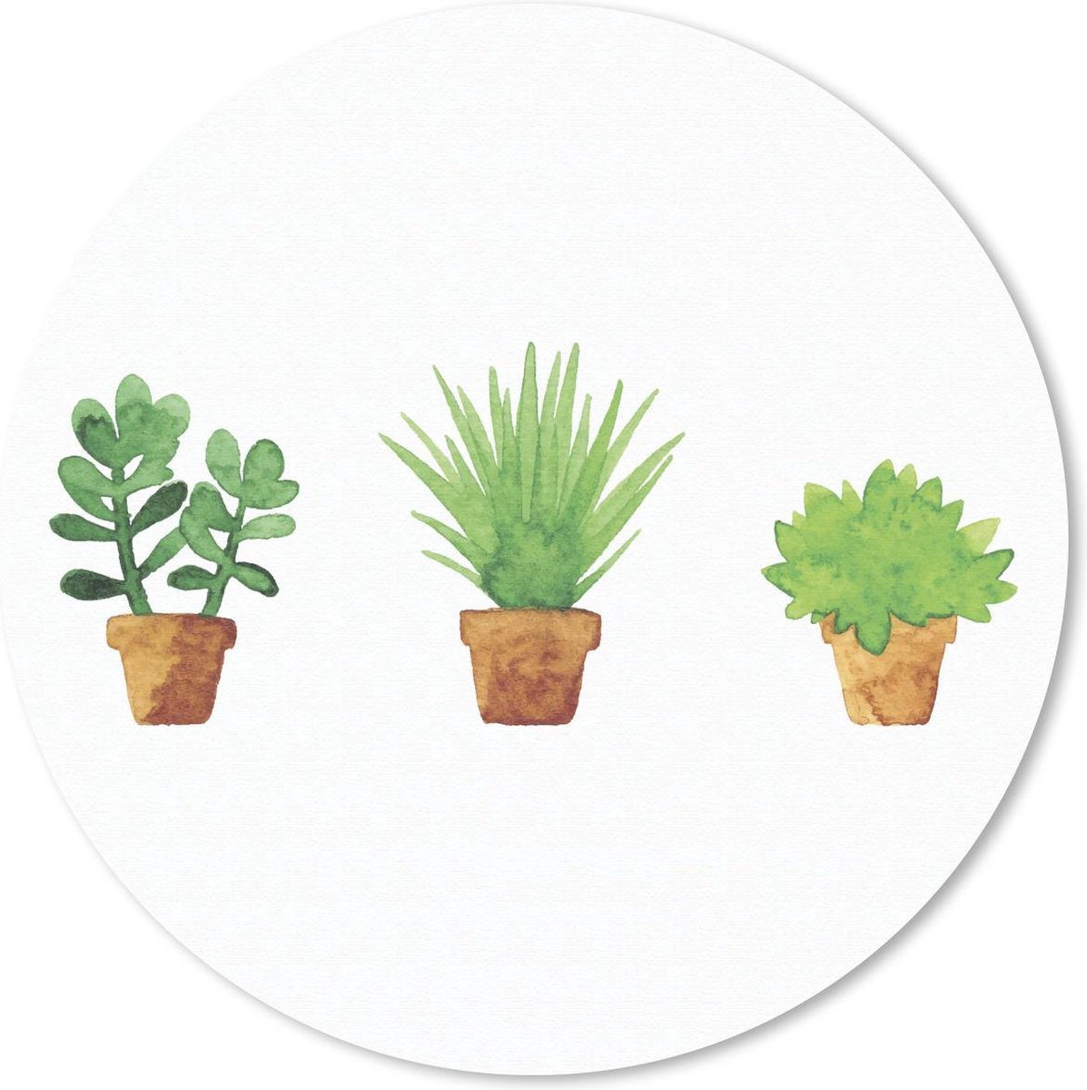 Muismat rond 40x40 cm - Mousepad Bloempot - Waterverf - Planten - Ronde muismatten