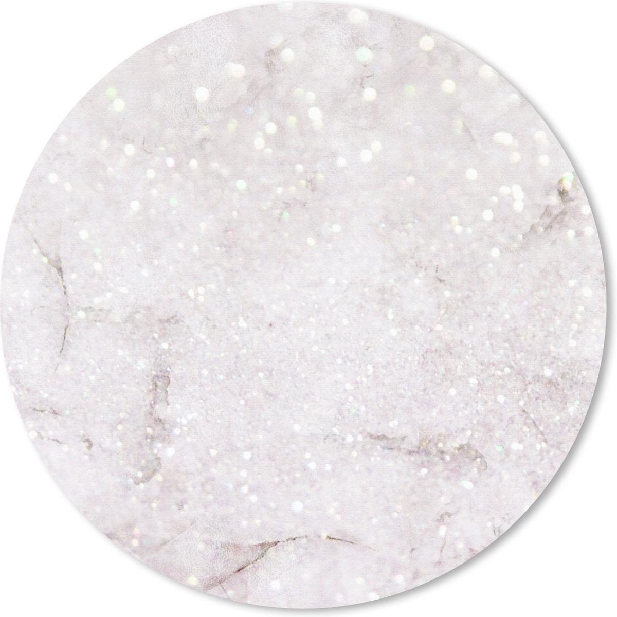 Muismat rond 40x40 cm - Mousepad Marmer - Wit - Glitter - Ronde muismatten