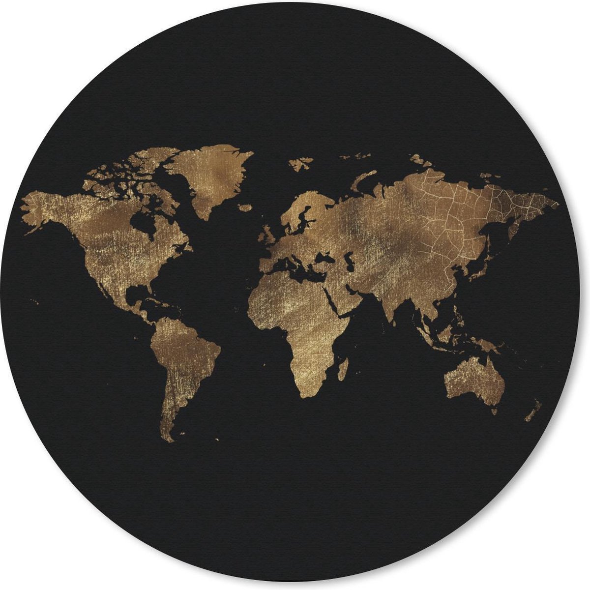 Muismat rond 40x40 cm - Mousepad Wereldkaart - Bruin - Vintage - Ronde muismatten