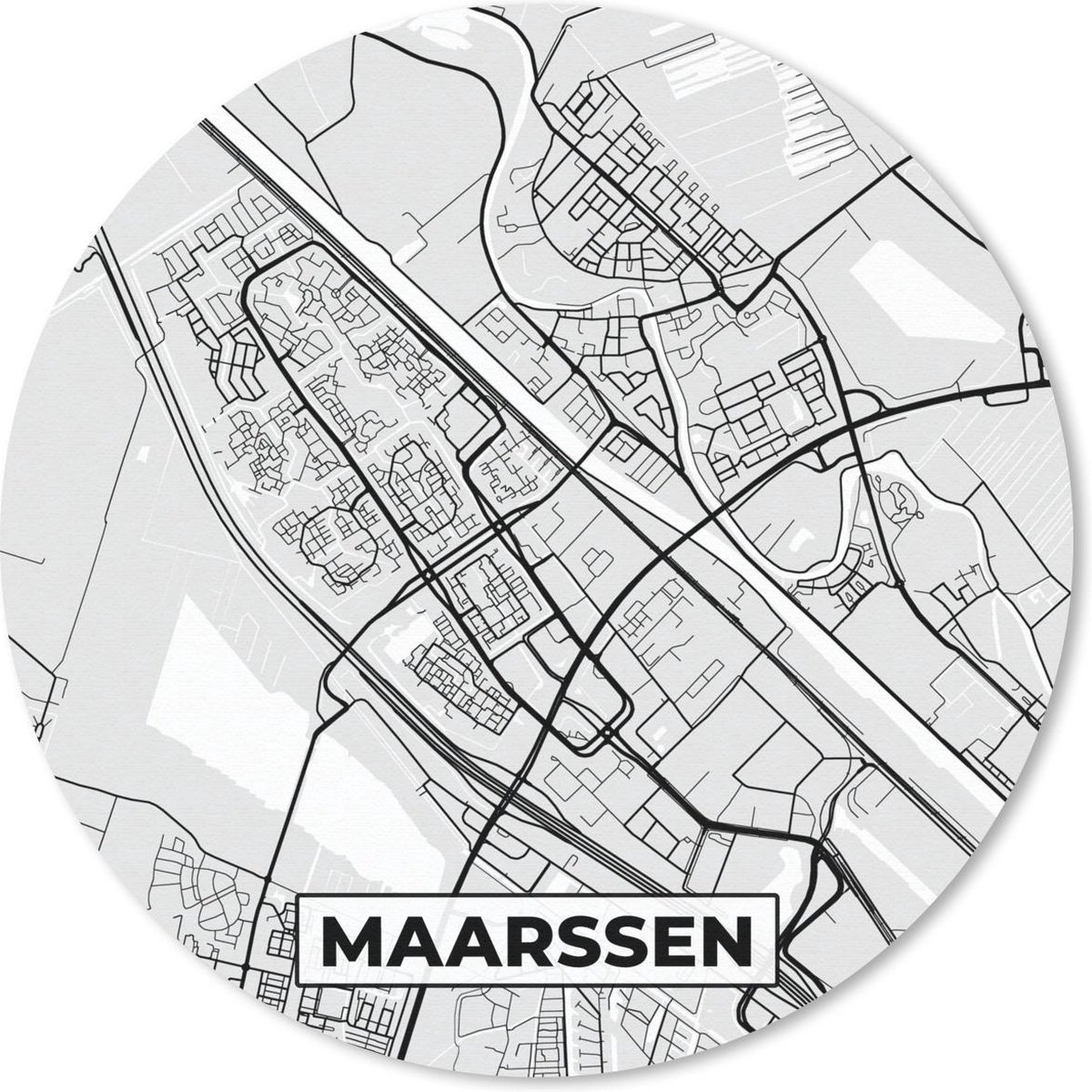 Muismat rond 40x40 cm - Mousepad Stadskaart - Maarssen - Grijs - Wit - Ronde muismatten