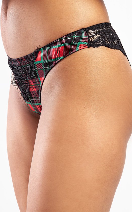 Gusto Dames Lingerie Brazillian Hipster SALE-SALE (131-071) - Ondergoed Dames - Maat M - RODE-PLAID