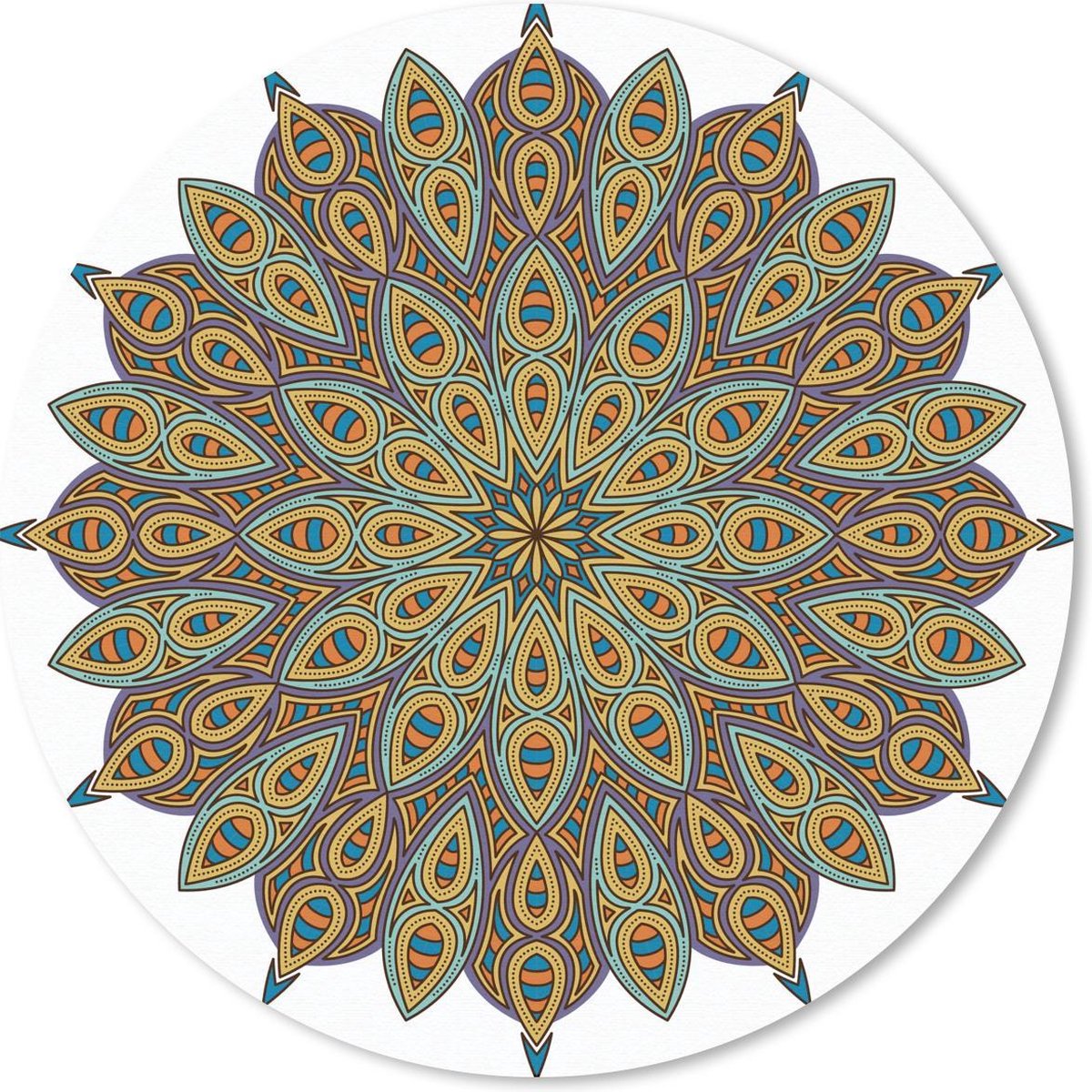 Muismat rond 40x40 cm - Mousepad Mandala met bladvorm - Ronde muismatten