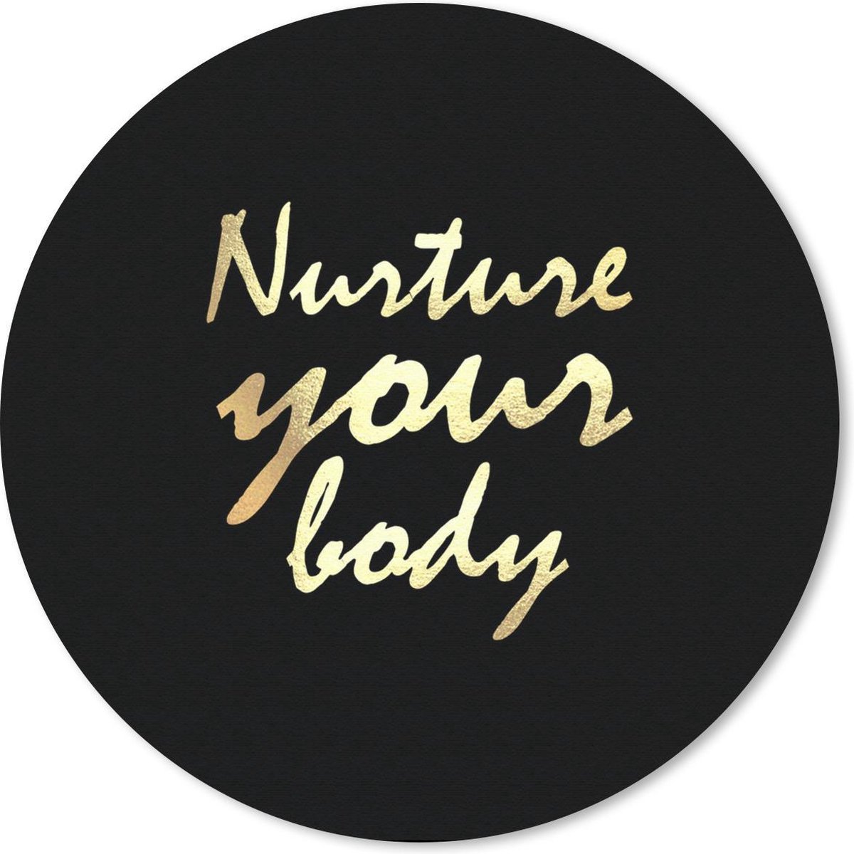 Muismat - Mousepad - Rond - Quotes - Gezond - Goud - 50x50 cm - Ronde muismat