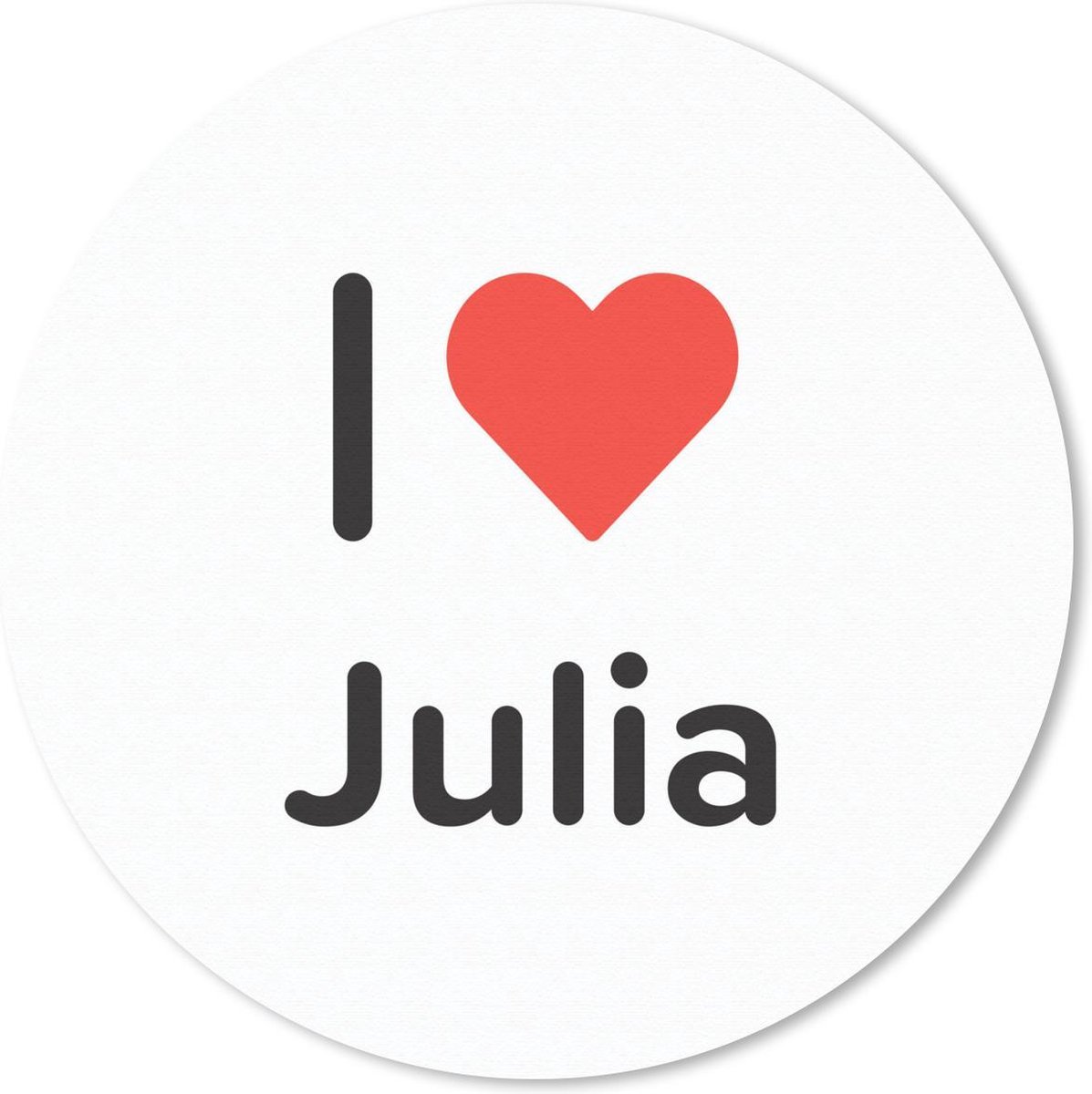 Muismat rond 50x50 cm - Mousepad I love - Julia - Meisje - Ronde muismatten