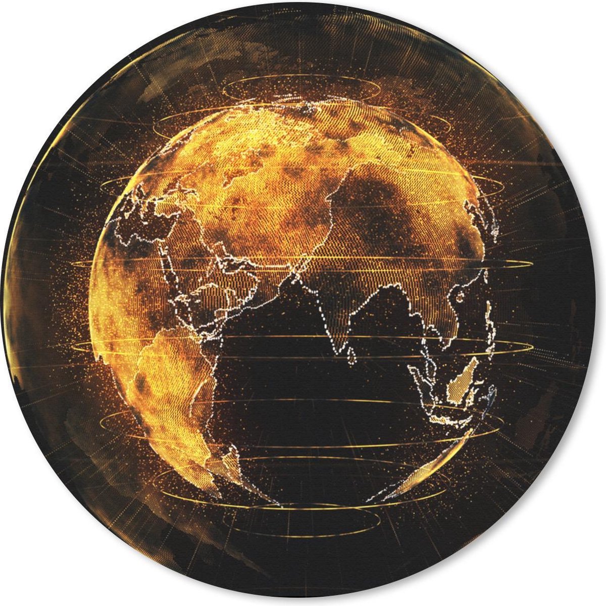 Muismat rond 50x50 cm - Mousepad Aarde - Goud - Lijn - Ronde muismatten