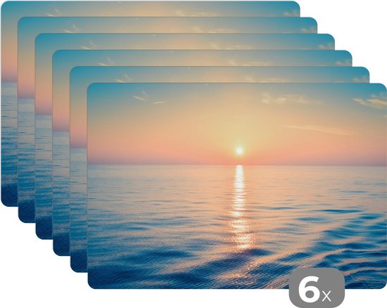 Set de table - Soleil - Mer - Couleurs - 45x30 cm - 6 pièces