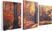 Artaza Canvas Schilderij Drieluik Oranje Herfstbos Met Zonneschijn - 120x60 - Foto Op Canvas - Canvas Print