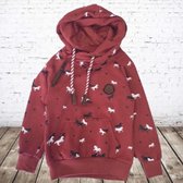 Squared and Cubed hoodie met paarden print rood -s&C-110/116-Hoodie meisjes