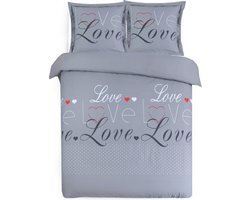 VISION Love Dekbedovertrekset - 100% katoen: zacht en soepel - Kingsize - Dekbedovertrek 260 x 240 cm met 2 bijhorende slopen - Grijs - Oekotex gecertificeerd