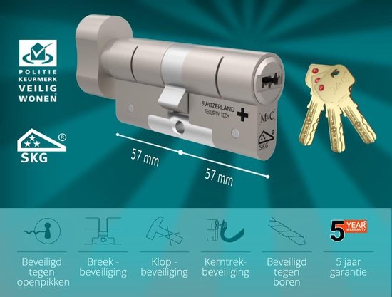 Veiligheids Raamboom DX , Wit Linkswijzend Met Cilinderslot En Kierstand Skg R