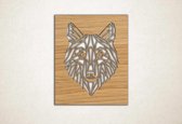 Line Art - Wolf vierkant 1 - S - 55x45cm - Eiken - geometrische wanddecoratie