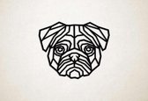 Wanddecoratie - Hond - Pug - M - 60x73cm - Zwart - muurdecoratie - Line Art
