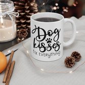 Dog Kisses Fix Everything Keramische Mok, Grappige Geschenkmok, Cadeu Voor Hondenliefhebbers, Hondenbezittersmokken, Kwaliteit Mok, D015-018W, 11oz,