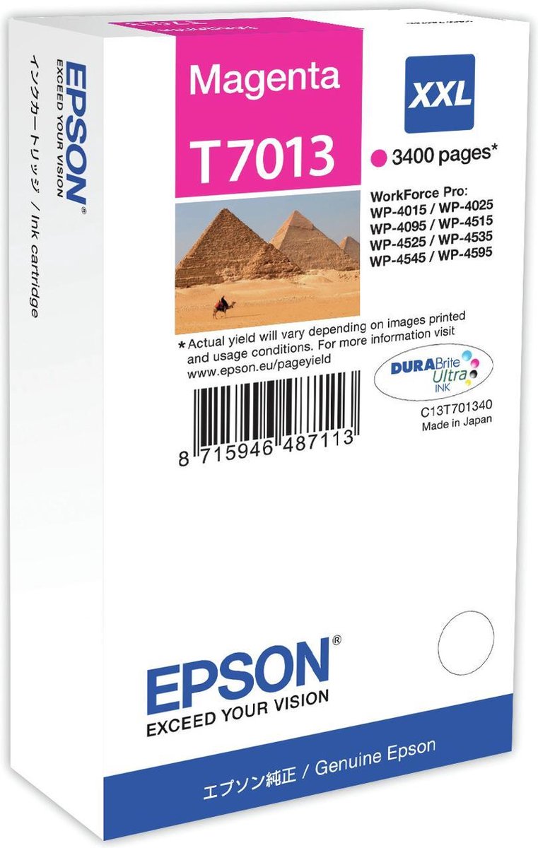 Epson T7013XXL - Inktcartridge / Magenta / Extra Hoge Capaciteit