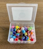 50x Kralen Rond verschillende kleuren / Wit Gestreept - 8 mm