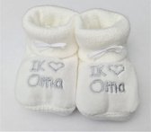 Baby Slofjes - I Love Oma - Wit - 0-6 maanden - Kraam Cadeau - Eerste baby schoentjes