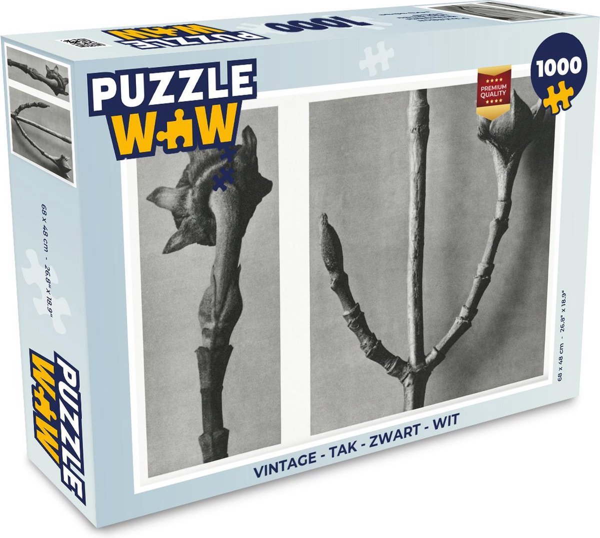Afbeelding van product PuzzleWow  Puzzel Vintage - Tak - Zwart - Wit - Legpuzzel - Puzzel 1000 stukjes volwassenen