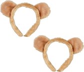 2x stuks pluche leeuwen hoofdband met oortjes15 cm - verkleed spullen voor dierenpak